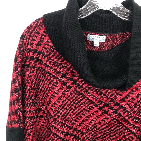 Joseph A Plaid Turtleneck Sweater Red Black Women's Size Medium NWT - Picture 5 of 10